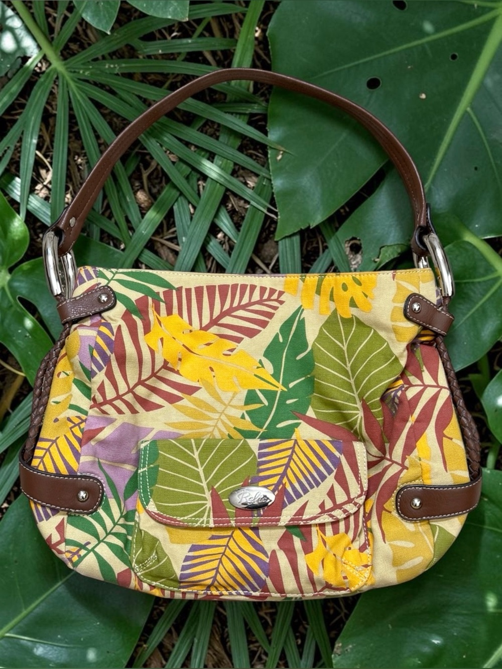 Relic Shoulder Bag Purse Handbag Tropical Leaf Print Jungle Safari
